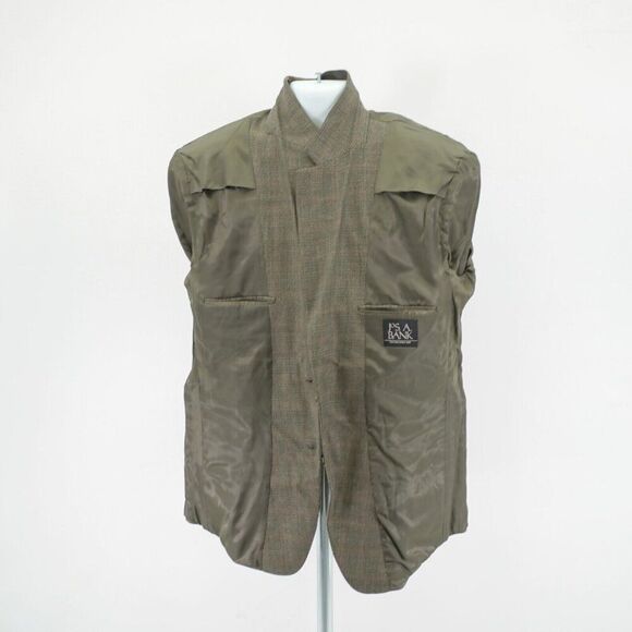 Jos A Bank Wool Sport Coat Green Blue Check W/ Brown Windowpane 44R / Slim 46R - Picture 10 of 12